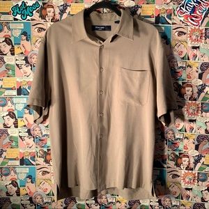 🟢Toscano, 100% silk, short sleeve button down bohemian